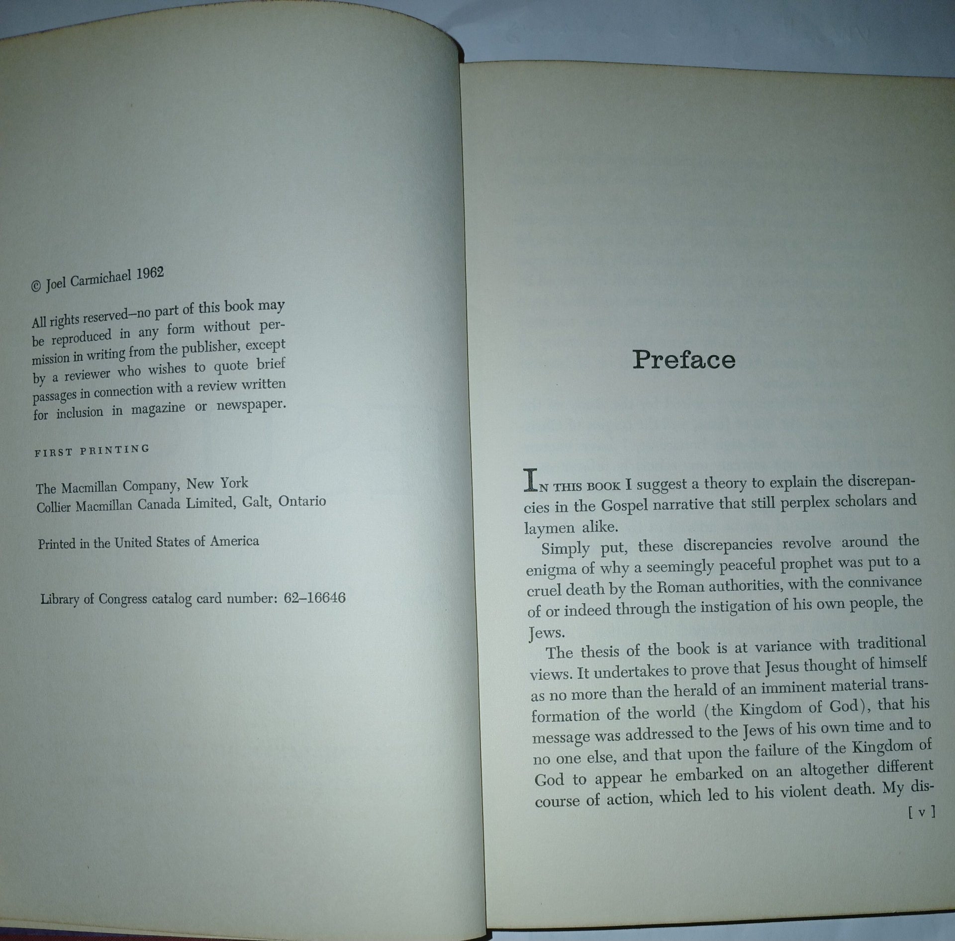 The Death of Jesus by Joel CARMICHAEL- Hardcover-1st Printing 1962. The Death of Jesus by Joel CARMICHAEL- Hardcover-1st Printing 1962.