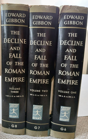 The Decline & Fall of the Roman Empire by Edward Gibbon-Hardcover- 3 Vols set. Modern Library Giant.