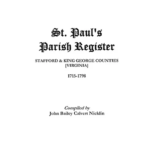 St. Paul's Parish Register - Paperback