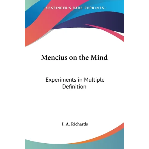 Mencius on the Mind: Experiments in Multiple Definition - Paperback