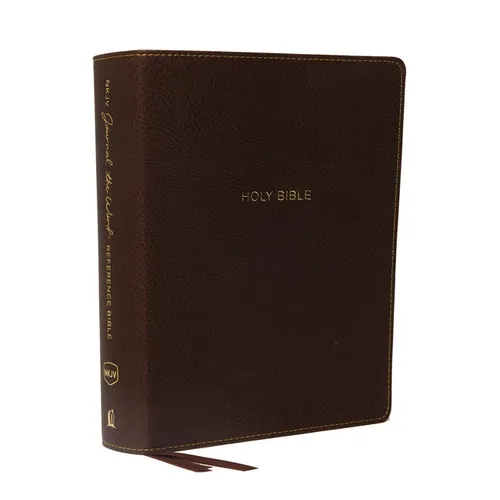 NKJV, Journal the Word Reference Bible, Imitation Leather, Brown, Red Letter Edition, Comfort Print: Let Scripture Explain Scripture. Reflect on What - Imitation Leather