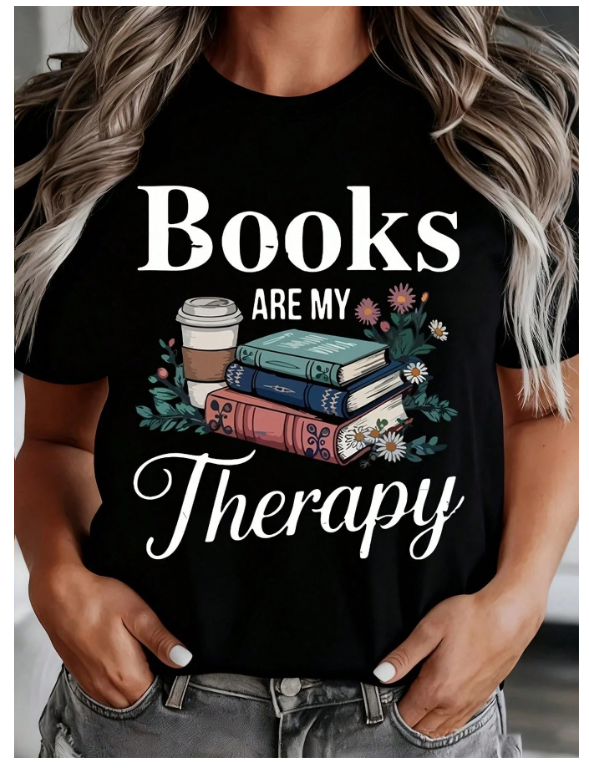 “Books Are My Therapy” Women’s Book Lover T-Shirt