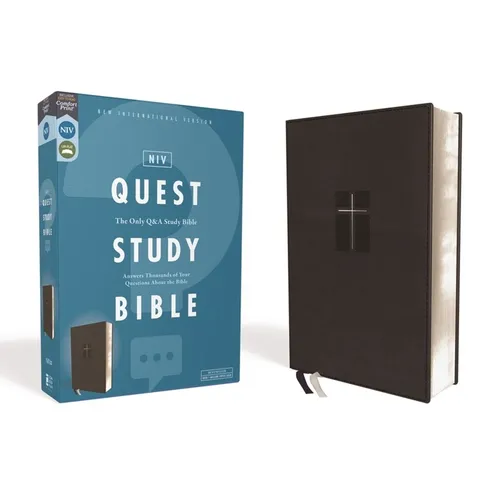 Niv, Quest Study Bible, Leathersoft, Black, Comfort Print: The Only Q and A Study Bible - Imitation Leather