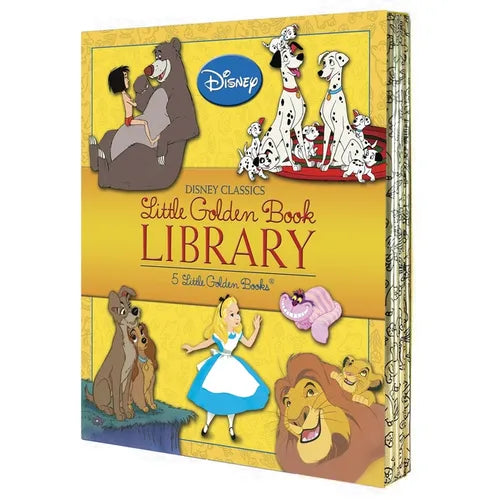 Disney Classics Little Golden Book Library (Disney Classic): Lady and the Tramp; 101 Dalmatians; The Lion King; Alice in Wonderland; The Jungle Book - Boxed Set