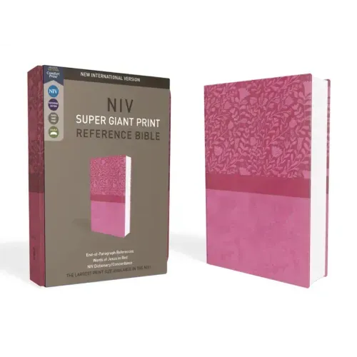 NIV, Super Giant Print Reference Bible, Giant Print, Imitation Leather, Pink, Red Letter Edition - Imitation Leather