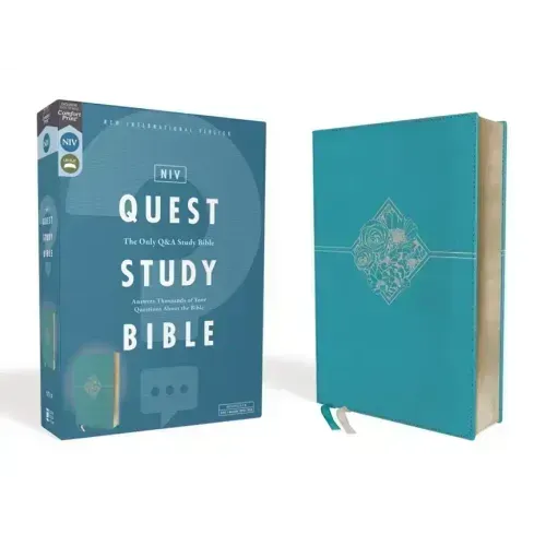 Niv, Quest Study Bible, Leathersoft, Blue, Comfort Print: The Only Q and A Study Bible - Imitation Leather