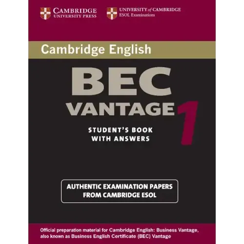 Cambridge Bec Vantage 1: Practice Tests from the University of Cambridge Local Examinations Syndicate - Paperback
