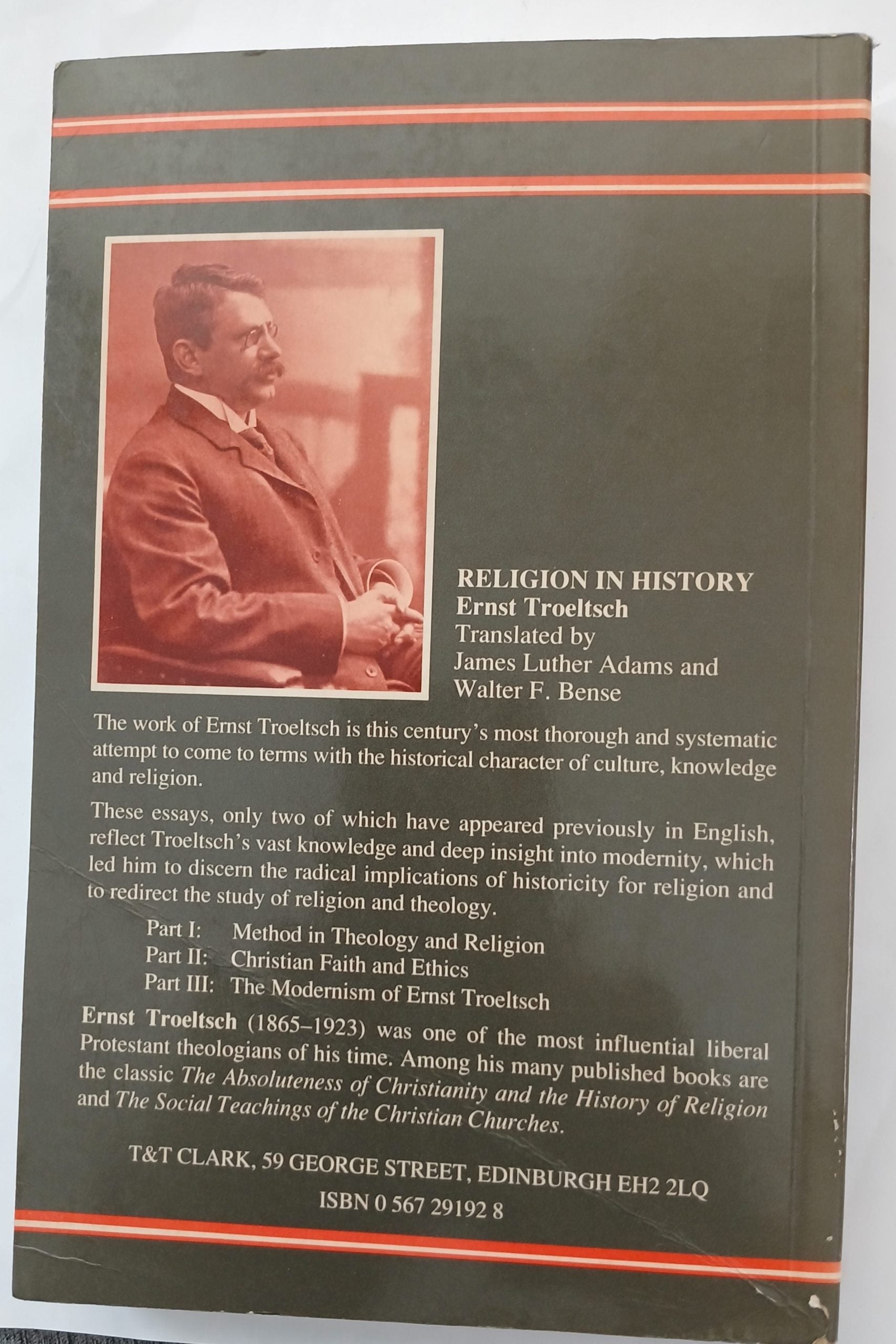 Religion in History by Ernst Troeltsch Translated by James Luther Adams & Walter F. Bense-Paperback-1991