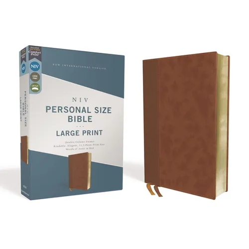 Niv, Personal Size Bible, Large Print, Leathersoft, Brown, Red Letter Edition, Comfort Print