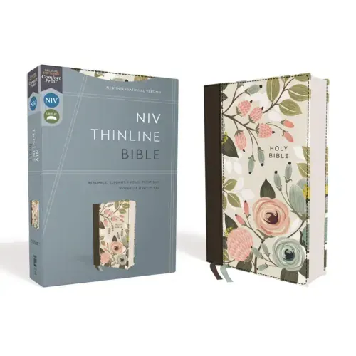 Niv, Thinline Bible, Cloth Over Board, Floral, Red Letter Edition, Comfort Print - Hardcover