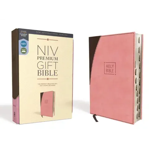 Niv, Premium Gift Bible, Leathersoft, Pink/Brown, Red Letter Edition, Indexed, Comfort Print - Imitation Leather
