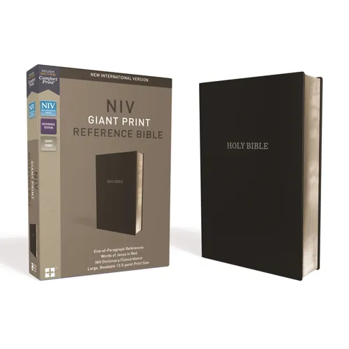 NIV, Reference Bible, Giant Print, Leather-Look, Black, Red Letter Edition, Comfort Print - Imitation Leather